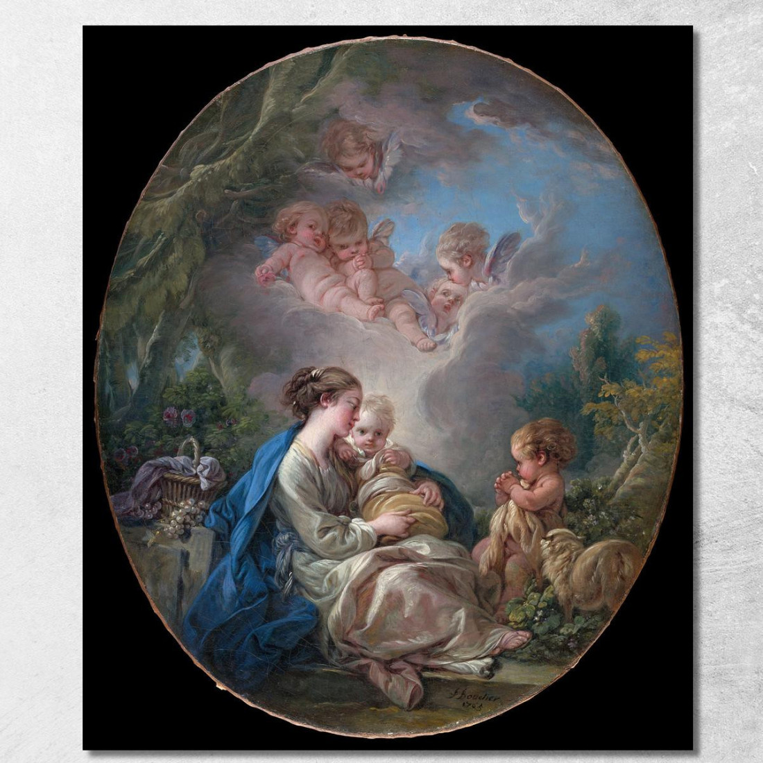 Madonna Col Bambino San Giovanni Battista E Angeli François Boucher fbc112 quadro stampato su tela Madonna Col Bambino San Giovanni Battista E Angeli François Boucher fbc112 quadro stampato su tela