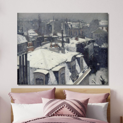 Tetti Nell'Effetto Neve Neve Gustave Caillebotte gcl25 quadro stampato su tela