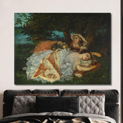 Giovani Donne Sulla Riva Della Senna Gustave Courbet cg5 quadro stampato su tela