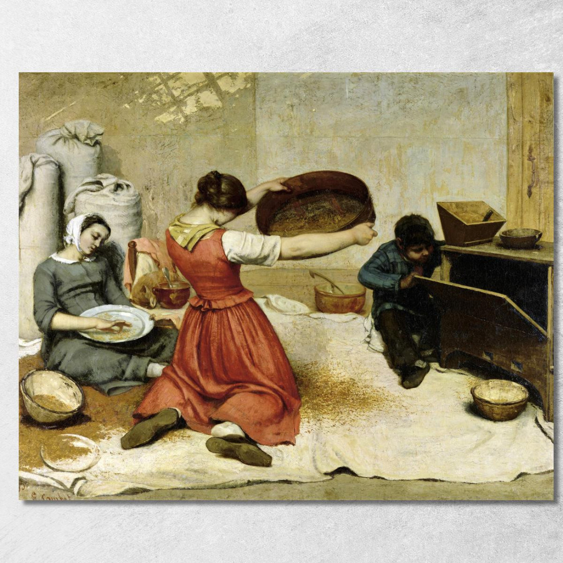 Le Vagliatrici Di Grano Gustave Courbet cg6 quadro stampato su tela Le Vagliatrici Di Grano Gustave Courbet cg6 quadro stampato su tela