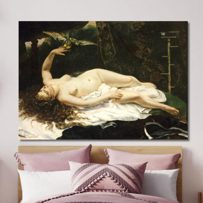 Donna Con Pappagallo Gustave Courbet cg14 quadro stampato su tela