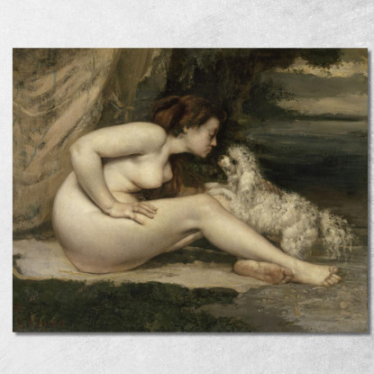 Donna Nuda Con Un Cane Gustave Courbet cg23 quadro stampato su tela