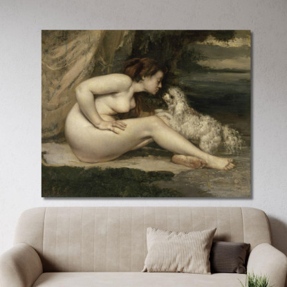 Donna Nuda Con Un Cane Gustave Courbet cg23 quadro stampato su tela