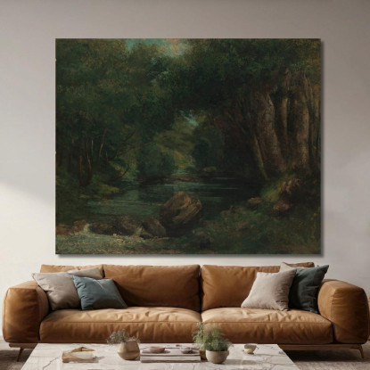 Un Ruscello Nella Foresta Gustave Courbet cg28 quadro stampato su tela