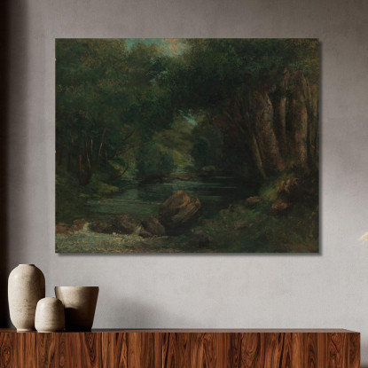 Un Ruscello Nella Foresta Gustave Courbet cg28 quadro stampato su tela