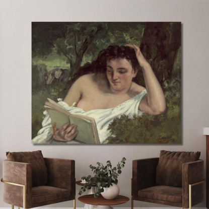 Una Lettura Della Giovane Donna Gustave Courbet cg31 quadro stampato su tela