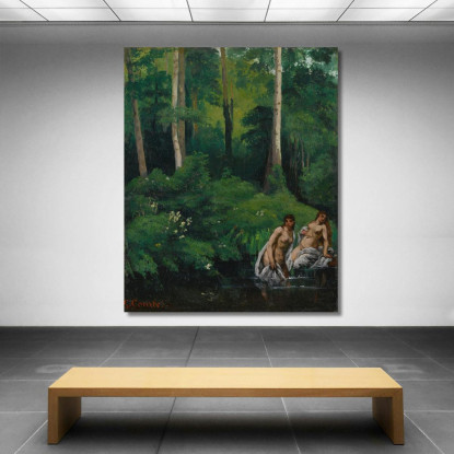 Bagnanti Nella Foresta Gustave Courbet cg38 quadro stampato su tela