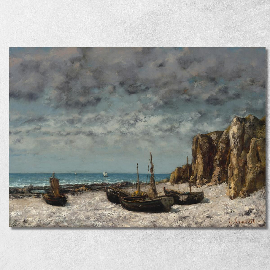 Barche Su Una Spiaggiaetretat Gustave Courbet cg44 quadro stampato su tela Barche Su Una Spiaggiaetretat Gustave Courbet cg44 quadro stampato su tela