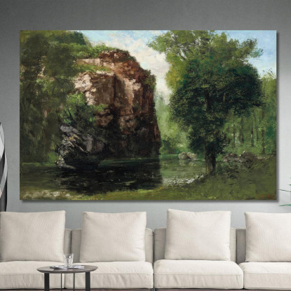 Bordi Della Loue Con Rocce A Sinistra Gustave Courbet cg45 quadro stampato su tela