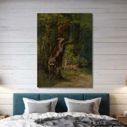 Cervi Nella Foresta Gustave Courbet cg59 quadro stampato su tela