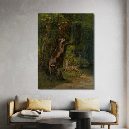 Cervi Nella Foresta Gustave Courbet cg59 quadro stampato su tela