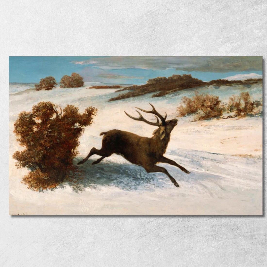 Cervi Che Corrono Nella Neve Gustave Courbet cg60 quadro stampato su tela Cervi Che Corrono Nella Neve Gustave Courbet cg60 quadro stampato su tela