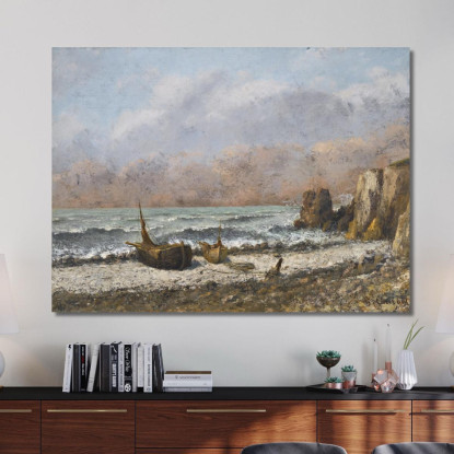Due Barche Sulla Spiaggia Gustave Courbet cg62 quadro stampato su tela