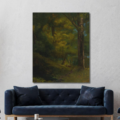 Due Cervi Nella Foresta Gustave Courbet cg63 quadro stampato su tela
