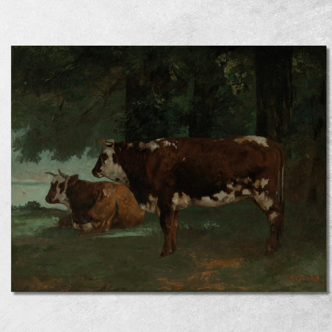 Due Mucche Marroni Gustave Courbet cg64 quadro stampato su tela Due Mucche Marroni Gustave Courbet cg64 quadro stampato su tela