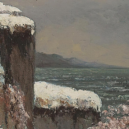 Scogliere In Riva Al Mare Sotto La Neve Gustave Courbet cg67 quadro stampato su tela