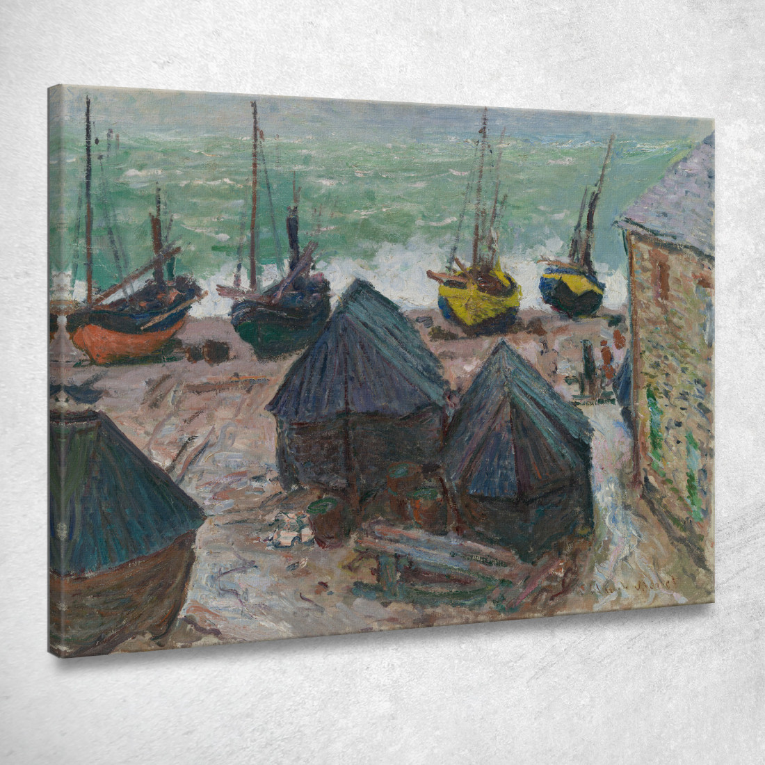 Barche Sulla Spiaggia Di Étretat Claude Monet mnt197 quadro stampato su tela Barche Sulla Spiaggia Di Étretat Claude Monet mnt197 quadro stampato su tela