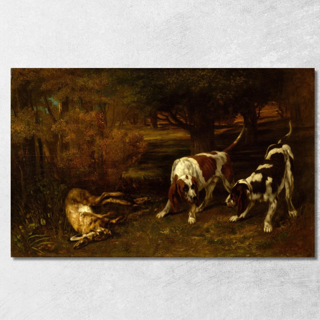 Cani Da Caccia Con Lepre Morta Gustave Courbet cg78 quadro stampato su tela Cani Da Caccia Con Lepre Morta Gustave Courbet cg78 quadro stampato su tela