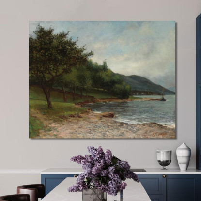 La Riva Del Lago Di Ginevra Gustave Courbet cg86 quadro stampato su tela