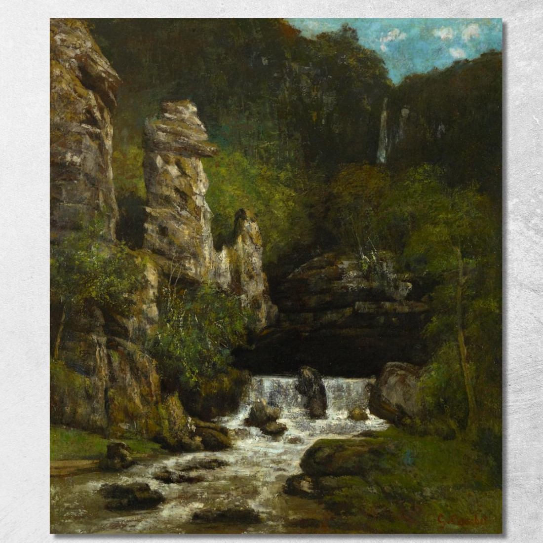 Paesaggio Con Una Cascata Gustave Courbet cg93 quadro stampato su tela Paesaggio Con Una Cascata Gustave Courbet cg93 quadro stampato su tela