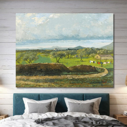 Paesaggio Con Parete E Frutteto Gustave Courbet cg96 quadro stampato su tela