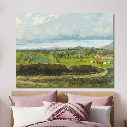 Paesaggio Con Parete E Frutteto Gustave Courbet cg96 quadro stampato su tela