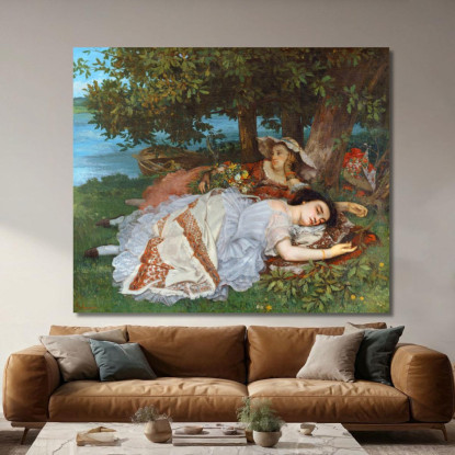 Le Signorine Delle Rive Della Senna Estate Gustave Courbet cg105 quadro stampato su tela