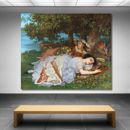 Le Signorine Delle Rive Della Senna Estate Gustave Courbet cg105 quadro stampato su tela