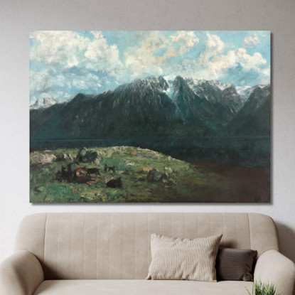 Vista Panoramica Sulle Alpi Les Dents Du Midi Gustave Courbet cg123 quadro stampato su tela