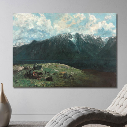 Vista Panoramica Sulle Alpi Les Dents Du Midi Gustave Courbet cg123 quadro stampato su tela