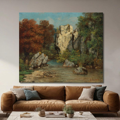 Paesaggio Con Ruscello E Roccia Gustave Courbet cg125 quadro stampato su tela
