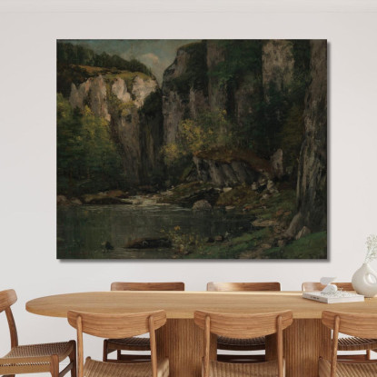 Fiume E Rocce Gustave Courbet cg145 quadro stampato su tela