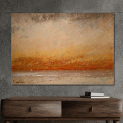 Marina Al Tramonto Gustave Courbet cg161 quadro stampato su tela