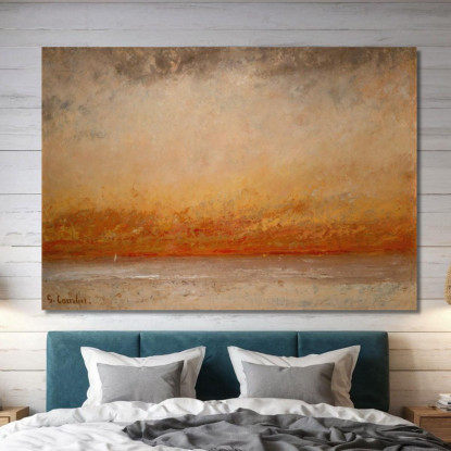 Marina Al Tramonto Gustave Courbet cg161 quadro stampato su tela
