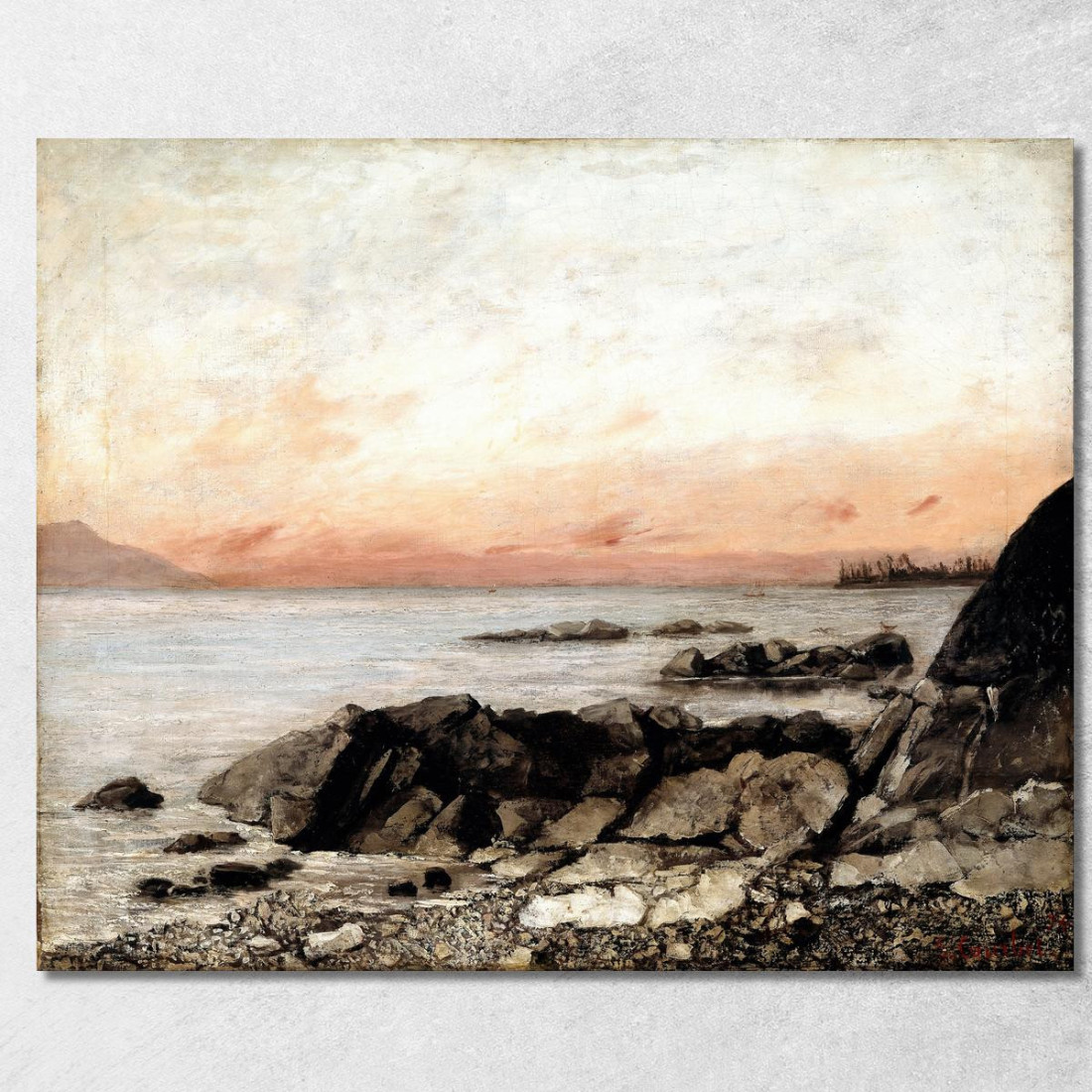 Tramonto Vevey Svizzera Gustave Courbet cg162 quadro stampato su tela Tramonto Vevey Svizzera Gustave Courbet cg162 quadro stampato su tela