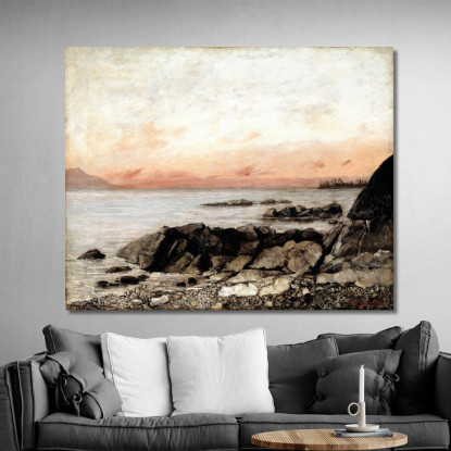 Tramonto Vevey Svizzera Gustave Courbet cg162 quadro stampato su tela