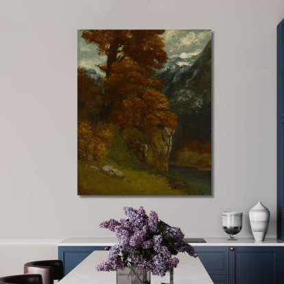 La Valletta Di Ornans Bords Du Doubs Effetto Autunnale Gustave Courbet cg171 quadro stampato su tela