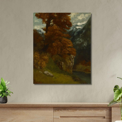 La Valletta Di Ornans Bords Du Doubs Effetto Autunnale Gustave Courbet cg171 quadro stampato su tela