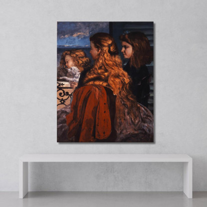 Tre Giovani Donne Inglesi Vicino A Una Finestra Gustave Courbet cg186 quadro stampato su tela