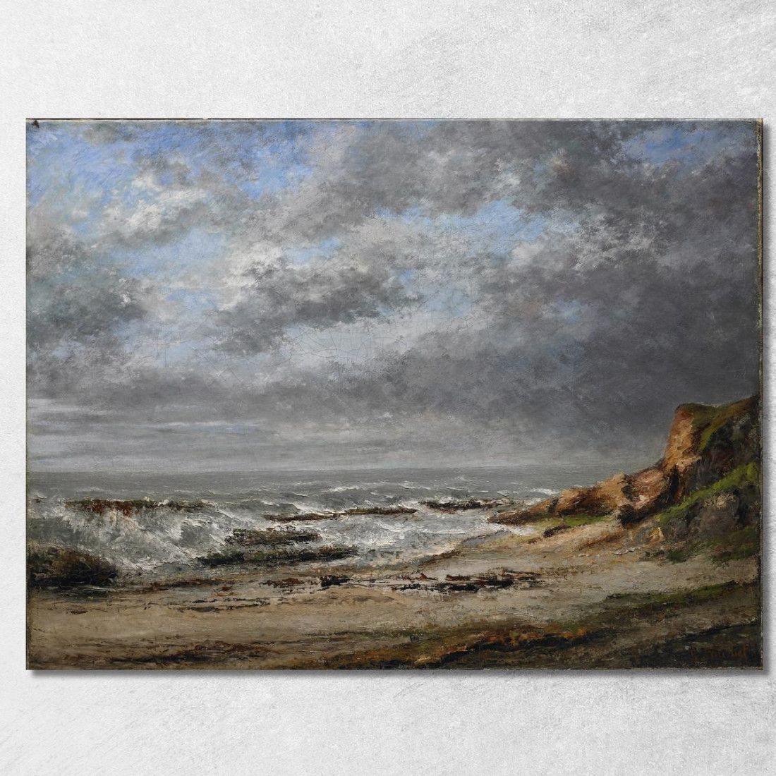 Veduta Di Un Mare Agitato Vicino Ad Una Scogliera Gustave Courbet cg191 quadro stampato su tela Veduta Di Un Mare Agitato Vicino Ad Una Scogliera Gustave Courbet cg191 quadro stampato su tela