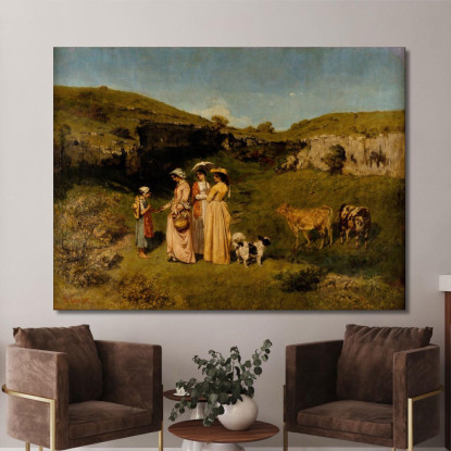 Giovani Signore Del Villaggio Gustave Courbet cg199 quadro stampato su tela
