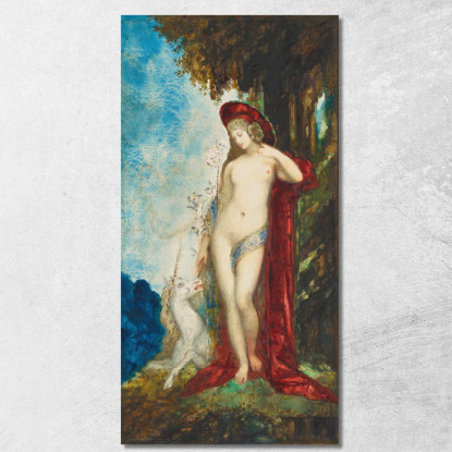 Donna E Unicorno Gustave Moreau gmr7 quadro stampato su tela