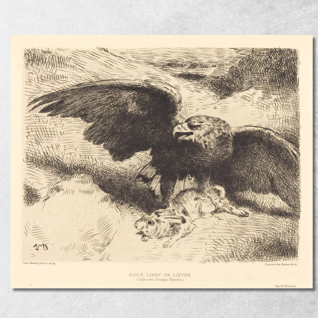 Aquila Che Si Avventa Su Una Lepre Léon Bonnat lbn2 quadro stampato su tela Aquila Che Si Avventa Su Una Lepre Léon Bonnat lbn2 quadro stampato su tela