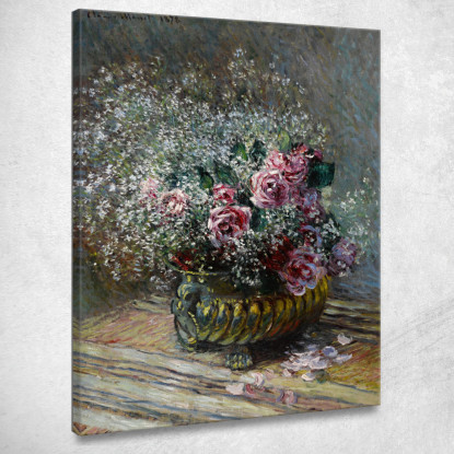 Fiori In Un Vaso Rose E Nebbia Claude Monet mnt238 quadro stampato su tela