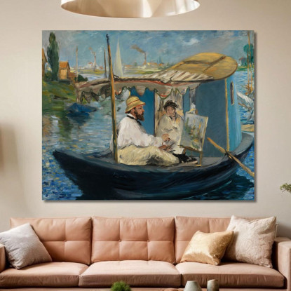 Claude Monet Dipinge Nel Suo Studio Édouard Manet emt26 quadro stampato su tela