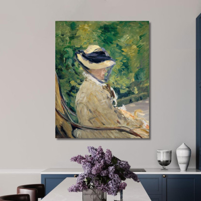 Madame Manet Suzanne Leenhoff Al Bellevue Édouard Manet emt60 quadro stampato su tela