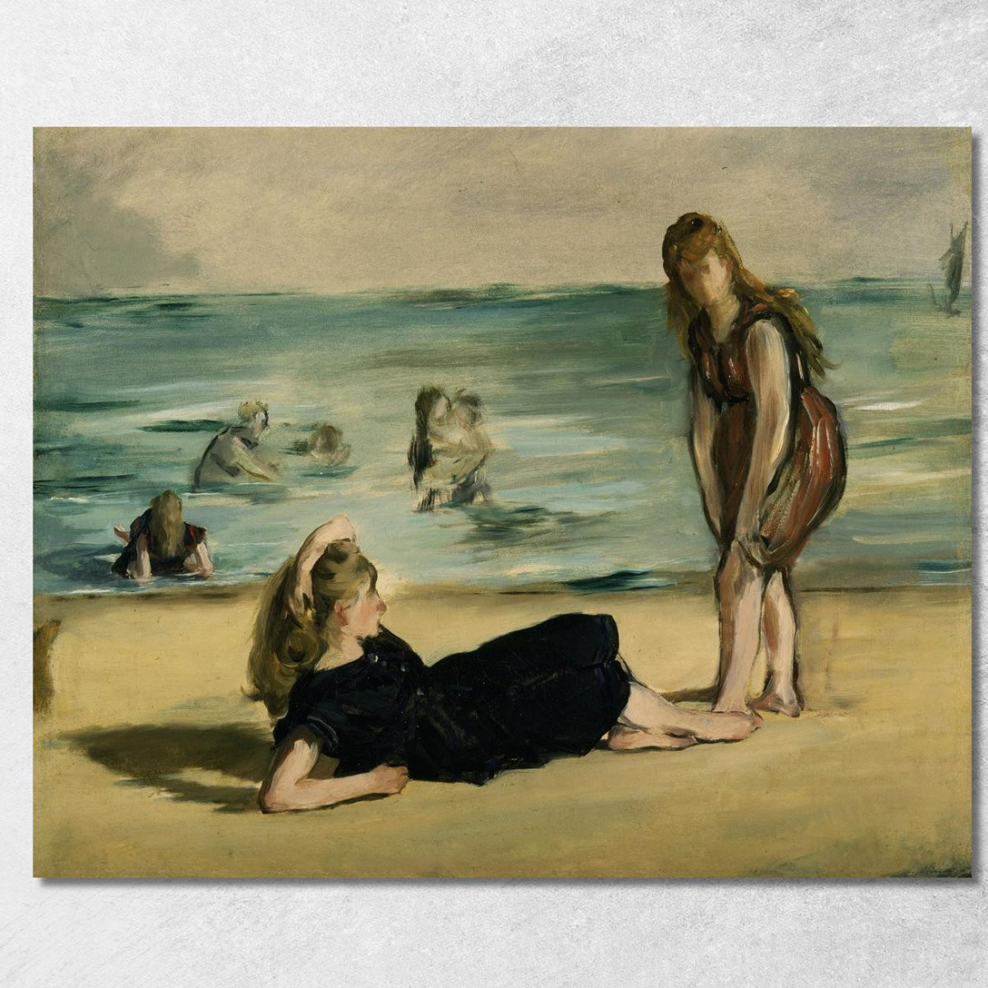 Sulla Spiaggia 1868 Édouard Manet emt68 quadro stampato su tela Sulla Spiaggia 1868 Édouard Manet emt68 quadro stampato su tela