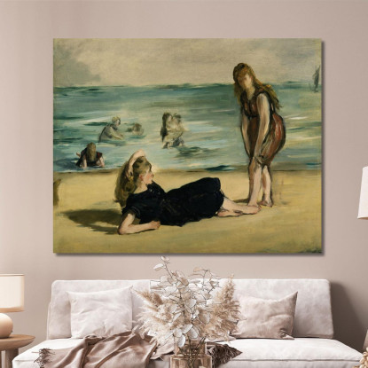 Sulla Spiaggia 1868 Édouard Manet emt68 quadro stampato su tela