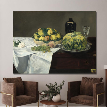 Natura Morta Con Melone E Pesche Édouard Manet emt103 quadro stampato su tela
