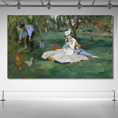 La Famiglia Monet Nel Loro Giardino Ad Argenteuil Édouard Manet emt130 quadro stampato su tela
